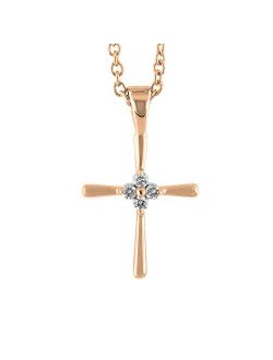 Collection 0.06 Carat (ctw) Round White Diamond Ladies Cross Pendant, Available in Metal 10K/14K/18K Gold