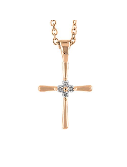 Dazzlingrock Collection 0.06 Carat (ctw) Round White Diamond Ladies Cross Pendant, Available in Metal 10K/14K/18K Gold