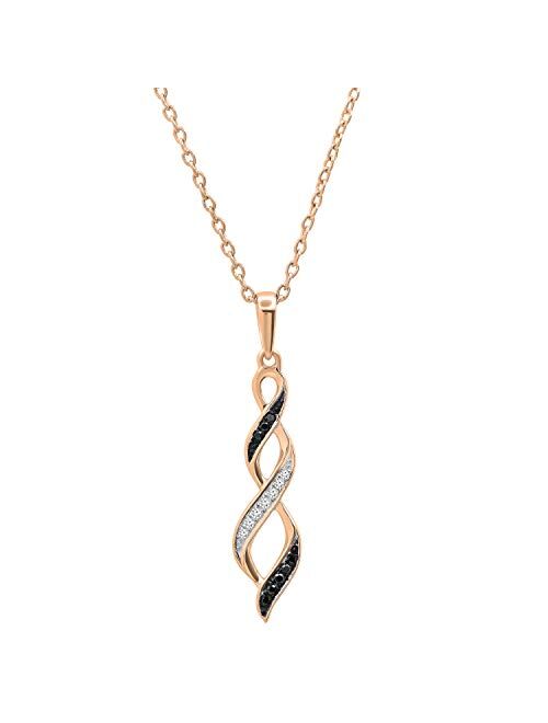 Dazzlingrock Collection 0.08 Carat (ctw) Round Black & White Diamond Ladies Swirl Infinity Pendant, Available in Metal 10K/14K/18K Gold & 925 Sterling Silver