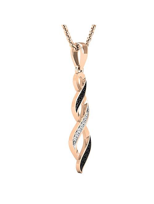 Dazzlingrock Collection 0.08 Carat (ctw) Round Black & White Diamond Ladies Swirl Infinity Pendant, Available in Metal 10K/14K/18K Gold & 925 Sterling Silver