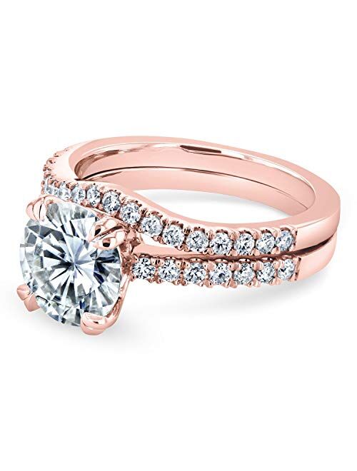 Kobelli Forever One Moissanite and Lab Grown Diamond Bridal Rings Set 2 1/3 CTW 14k Rose Gold (DEF/VS)