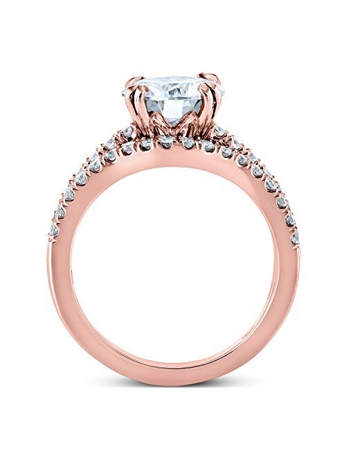 Kobelli Forever One Moissanite and Lab Grown Diamond Bridal Rings Set 2 1/3 CTW 14k Rose Gold (DEF/VS)