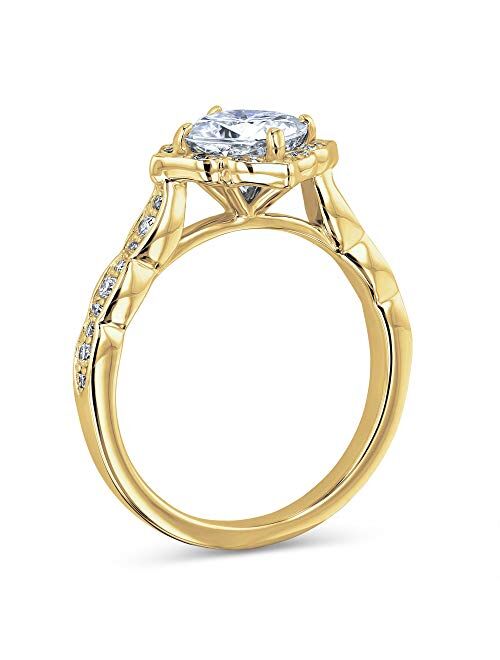 Kobelli 1 1/3 CTW Cushion Moissanite (G-H) Floral Halo Engagement Ring - Multiple Gold Options