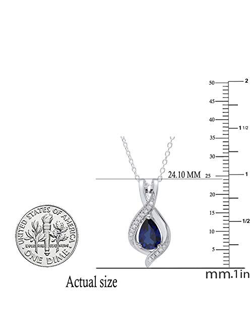 Dazzlingrock Collection 10K Pear 9X6 MM Lab Created Gemstone & Round Diamond Ladies Teardrop Pendant, White Gold