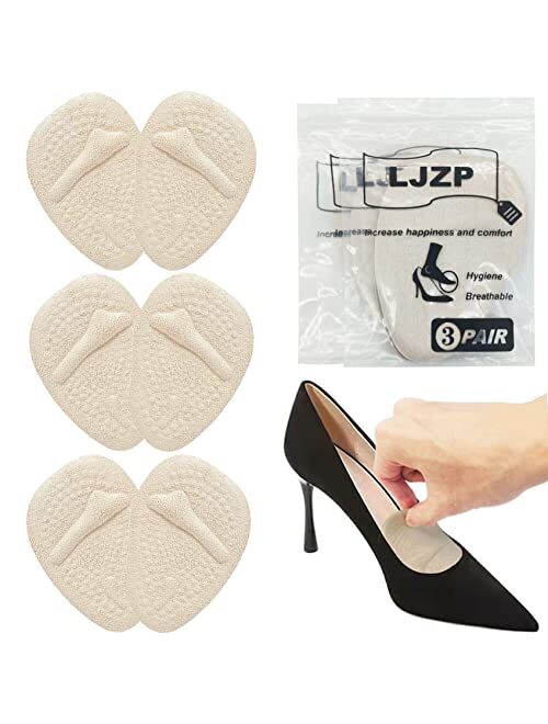LJZP 3 Pairs Metatarsal Pads for Women,Ball of Foot Cushions Soft Gel Forefoot Cushion Inserts for Women Shoes Relieves Pain and Discomfort,Sweat Absorption and Non-Slip 
