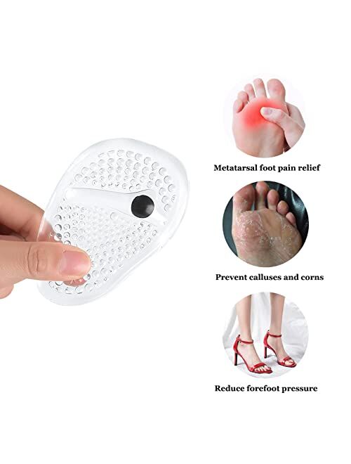YHOUMEW Foot Metatarsal Pads, Soft Ball of Foot Cushions with Magnetotherapy for Pain Relief and Comfort, Reusable Gel Forefoot Cushions Pad for Calluses,Bunions and Mort