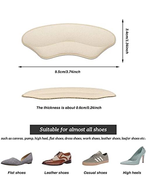 BIGIICO Heel Grips Liner Cushions Inserts for Loose Shoes, Heel Pads Insert Prevent Too Big, Heel Slipping, Blisters, Filler for Loose Shoe Fit (4 Pairs )