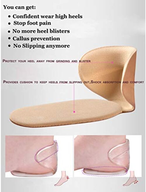 ZBLGO Heel Cushion Pads Grips Heel Pads Inserts Grips,Insoles Liners for Heel Slip,Rubbing,blisters Shoes Too Big (mutipack 3pairs) (mutipack 3pairs)