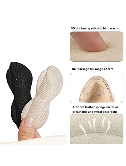 Oudoguzu 4 Pairs Heel Pads for Shoes Too Big, Heel Grips Liner Inserts for Womens or Mens Loose Shoes, Self-Adhesive Heel Cushion Pads Inserts for Back of Heel, Prevent H
