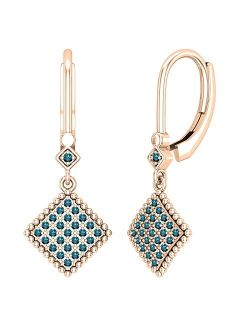 Collection Ladies Beaded Frame Kite Shape Dangling Drop Earrings, Available in Various Round Diamonds & Metal in 10K/14K/18K Gold & 925 Sterling Silver