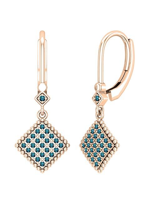 Dazzlingrock Collection Ladies Beaded Frame Kite Shape Dangling Drop Earrings, Available in Various Round Diamonds & Metal in 10K/14K/18K Gold & 925 Sterling Silver