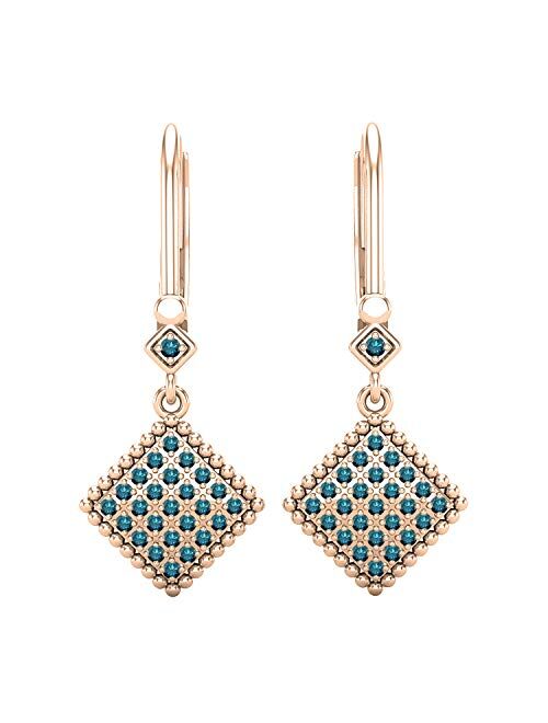 Dazzlingrock Collection Ladies Beaded Frame Kite Shape Dangling Drop Earrings, Available in Various Round Diamonds & Metal in 10K/14K/18K Gold & 925 Sterling Silver