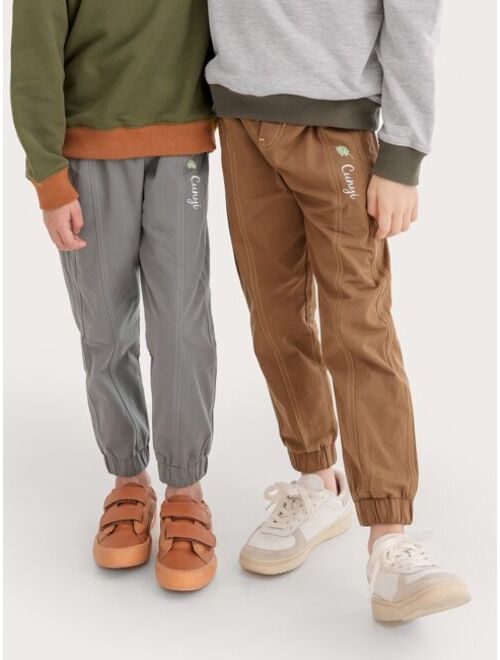 Shein Boys Letter Graphic Slant Pocket Joggers