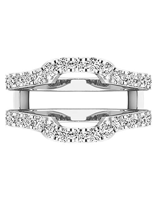 Dazzlingrock Collection 1.00 Carat (ctw) Round Lab Grown White Diamond Ladies Wedding Band Guard Ring 1 CT | Available in Metal 925 Sterling Silver