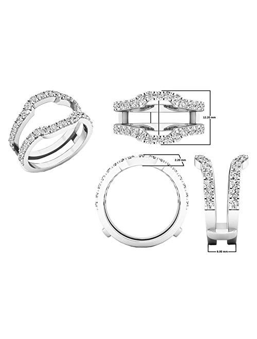 Dazzlingrock Collection 1.00 Carat (ctw) Round Lab Grown White Diamond Ladies Wedding Band Guard Ring 1 CT | Available in Metal 925 Sterling Silver