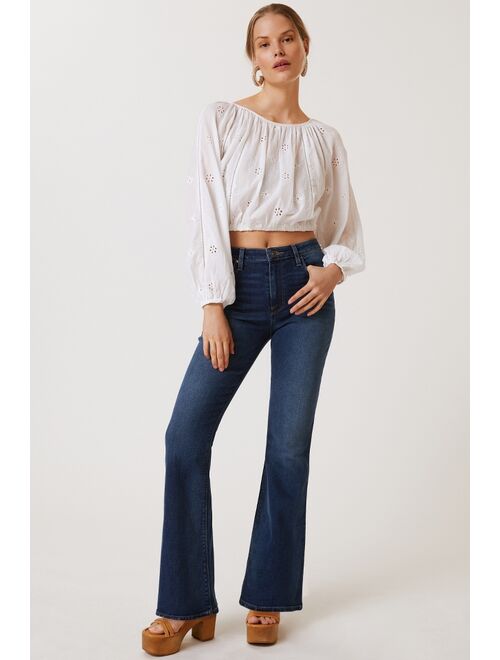 Hudson Petite Holly High-Rise Flare Jeans