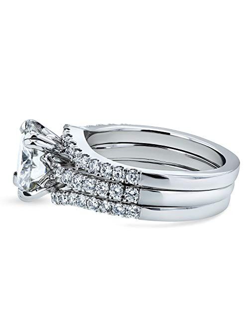 Kobelli Moissanite and Lab Grown Diamond 3pc Bridal Rings Set 2 1/2 CTW 14k White Gold (GH/VS, DEF/VS)