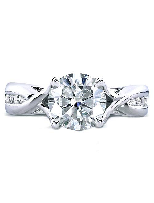 Kobelli Forever One (D-F) Moissanite Twist Engagement Ring 1 1/5 CTW in 14k White Gold