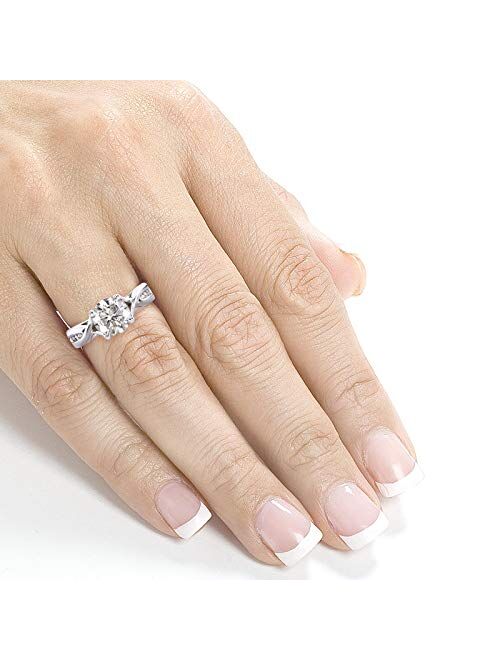 Kobelli Forever One (D-F) Moissanite Twist Engagement Ring 1 1/5 CTW in 14k White Gold