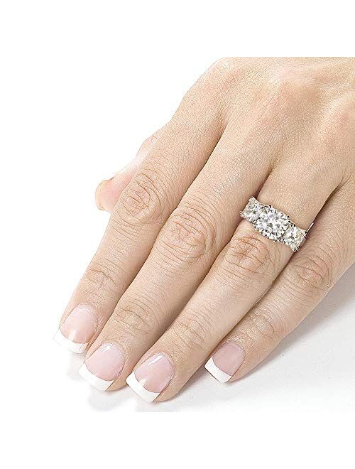 Kobelli Cushion-cut Moissanite Three-Stone Engagement Ring 5 CTW 14k White or Yellow Gold