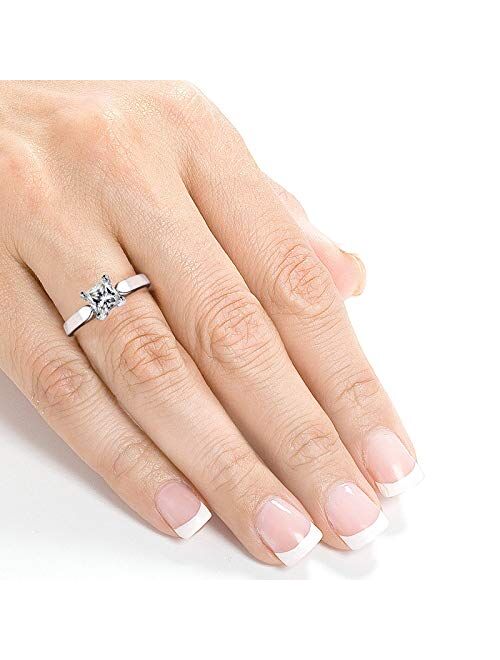 Kobelli Princess Moissanite Solitaire Peg Head Cathedral Engagement Ring 1 1/2 Carat 14k White Gold