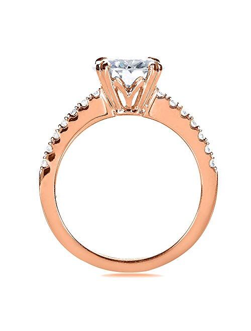Kobelli Moissanite and Lab Grown Diamond Engagement Ring 1 3/4 CTW 14k Rose Gold (GH/VS, DEF/VS)