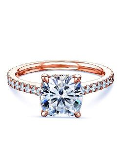 2ct Cushion Forever One Moissanite Drop Halo Ring