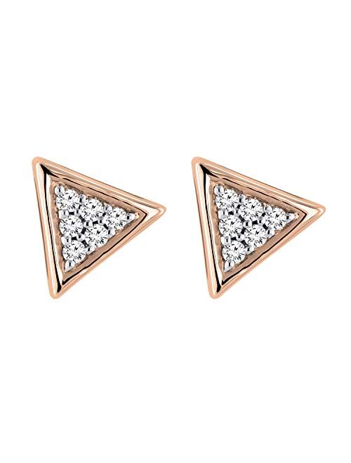 Dazzlingrock Collection 0.10 Carat (ctw) Round White Diamond Ladies Triangle Stud Earrings 1/10 CT, Available in Metal 10K/14K/18K Gold & 925 Sterling Silver