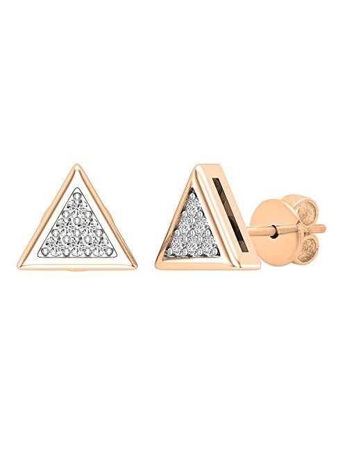 Dazzlingrock Collection 0.10 Carat (ctw) Round White Diamond Ladies Triangle Stud Earrings 1/10 CT, Available in Metal 10K/14K/18K Gold & 925 Sterling Silver