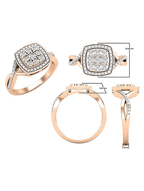 Dazzlingrock Collection 0.05 Carat (ctw) Round White Diamond Ladies Split Shank Swirl Beaded Engagement Ring, Available in Metal 10K/14K/18K Gold & 925 Sterling Silver