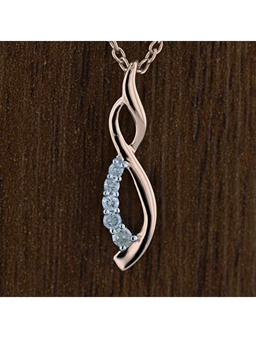 Dazzlingrock Collection 0.08 Carat (ctw) Round White Diamond Ladies Flame Shape Pendant, Available in 10K/14K/18K Gold & 925 Sterling Silver