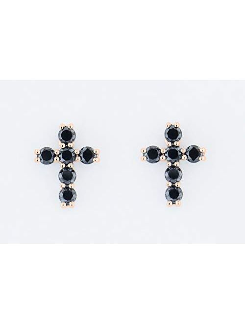 Dazzlingrock Collection Ladies Cross Stud earrings, Available in Various Round Diamonds, Gemstones & Metal in 10K/14K/18K Gold & 925 Sterling Silver