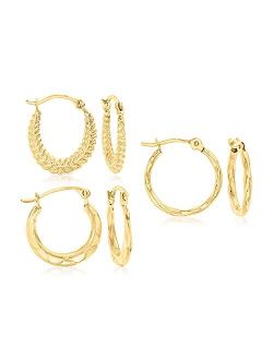 14kt Yellow Gold Jewelry Set: 3 Pairs Of Huggie Hoop Earrings