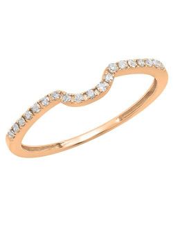 Collection 0.11 Carat (ctw) 18K Gold Round White Lab Grown Diamond Ladies Wedding Band Guard Ring
