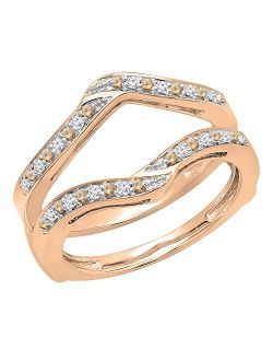 Collection 0.30 Carat (ctw) 14K Gold Round Champagne & White Diamond Ladies Wedding Band Enhancer Guard Ring 1/3 CT