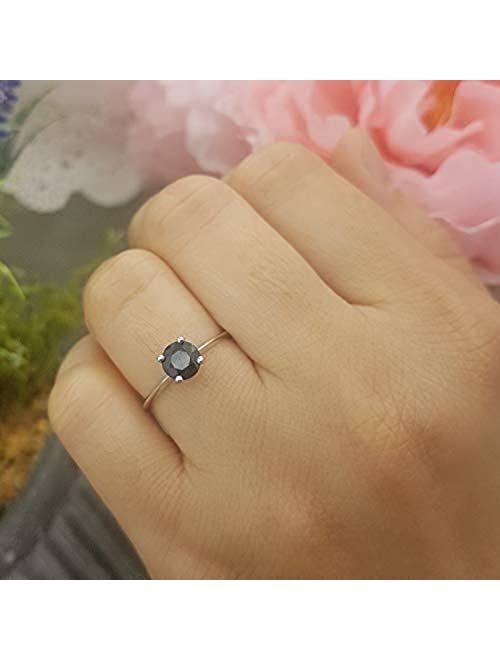 Dazzlingrock Collection 1.00 Carat (ctw) 10K Gold Round Blue Sapphire Ladies Bridal Engagement Solitaire Ring 1 CT
