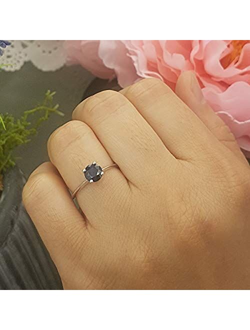 Dazzlingrock Collection 1.00 Carat (ctw) 10K Gold Round Blue Sapphire Ladies Bridal Engagement Solitaire Ring 1 CT