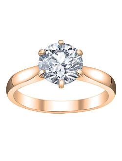 Collection IGI Certified 0.81 Carat (ctw) Round White Diamond Engagement Solitaire Ring 3/4 CT, 18K Rose Gold, Size 4