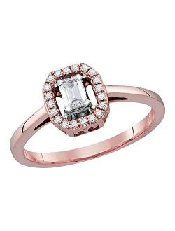 Collection 14kt Rose Gold Womens Emerald Diamond Solitaire Ring 1/4 ctw