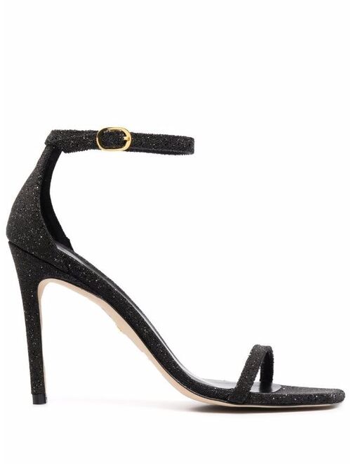 Stuart Weitzman Nudist Curve glitter 110mm sandals