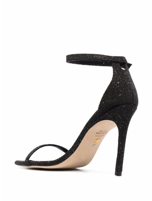 Stuart Weitzman Nudist Curve glitter 110mm sandals