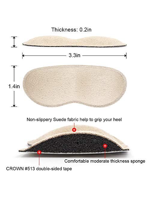 SQHT Heel Grip Liners Insert for Shoes Too Big - Self Adhesive Shoe Heel Cushion Pads for Men and Women