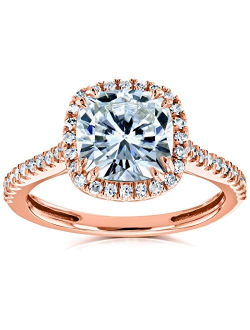 Kobelli Cushion Moissanite Halo Engagement Ring 2 1/4 CTW 14k Rose Gold