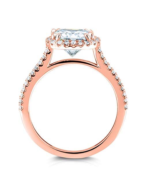 Kobelli Cushion Moissanite Halo Engagement Ring 2 1/4 CTW 14k Rose Gold