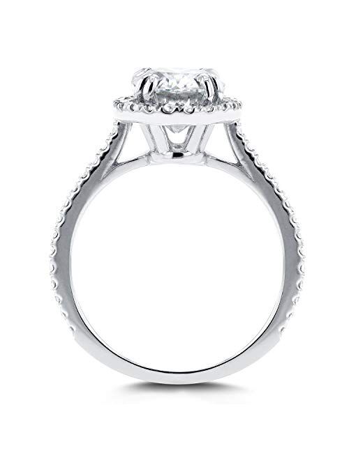 Kobelli Forever One Oval Moissanite and Lab Grown Diamond Halo Engagement Ring 1 4/5 CTW 14k White Gold (DEF/VS)