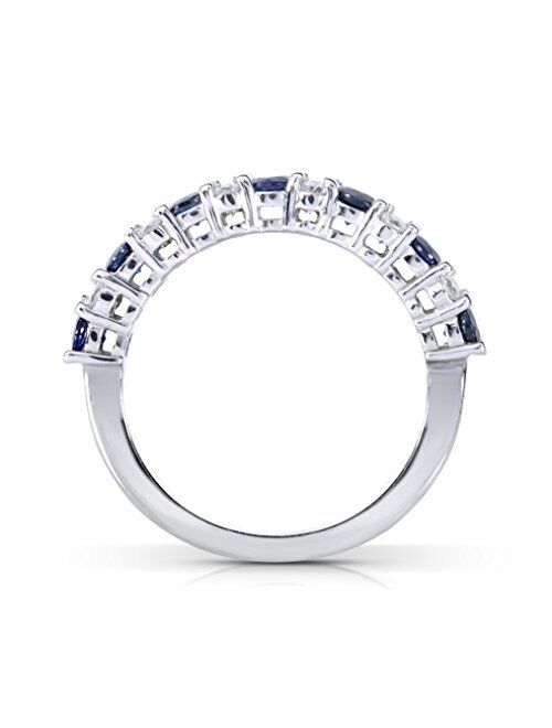Kobelli Diamond and Blue Sapphire Band 1 carat (ctw) in 14k White Gold