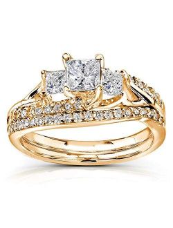 Princess Cut Diamond Bridal Set Ring 1 1/10 Carat (ctw) in 14k Gold