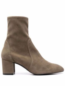 sock-style suede boots