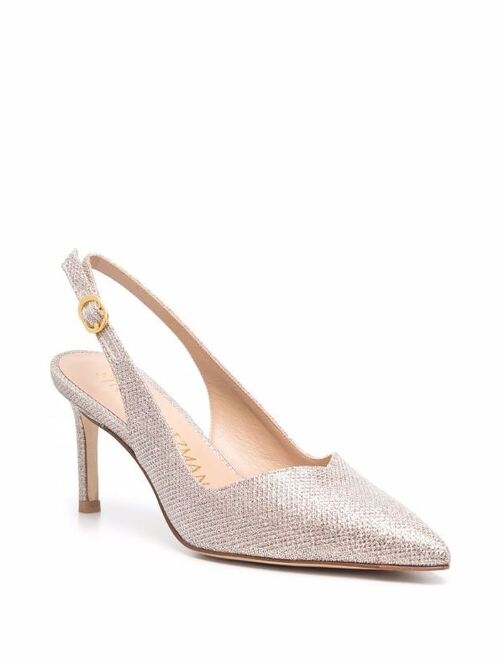 Stuart Weitzman metallic-effect pointed leather pumps