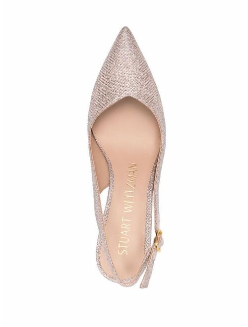 Stuart Weitzman metallic-effect pointed leather pumps